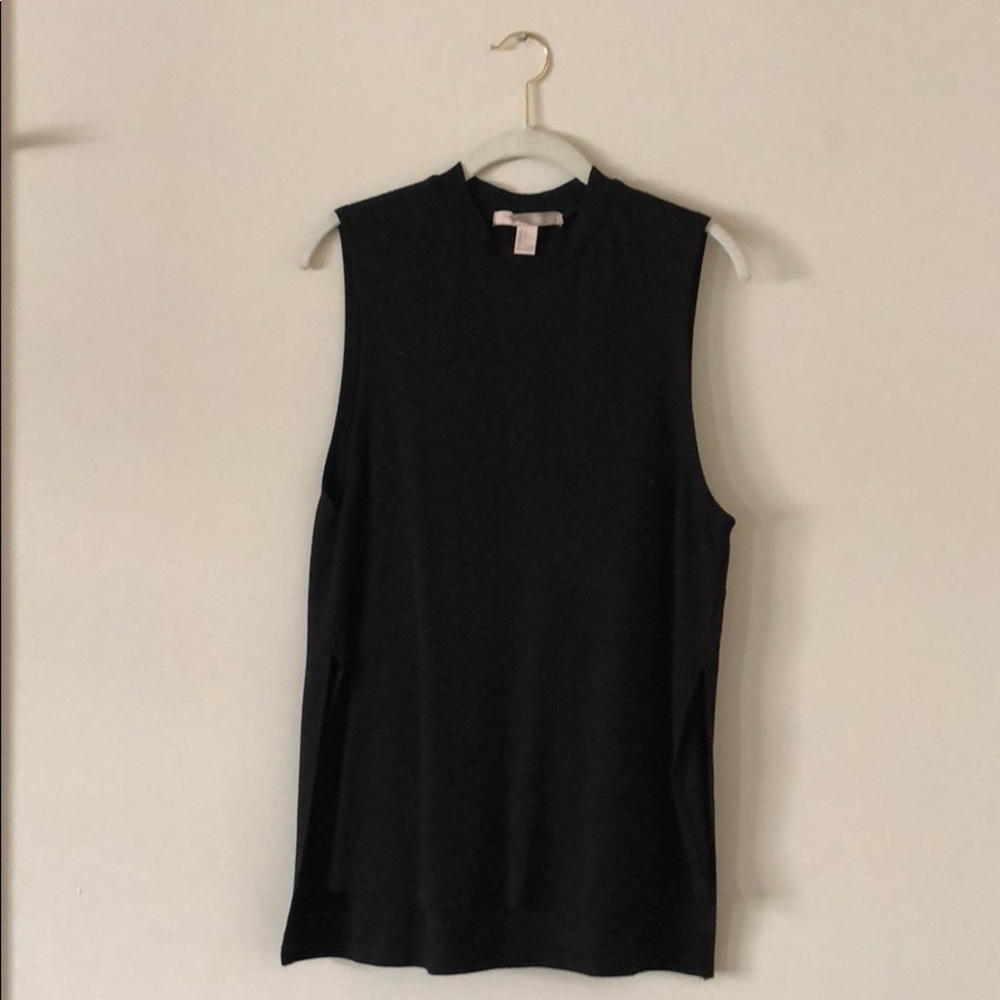 Black mock sleeveless top
